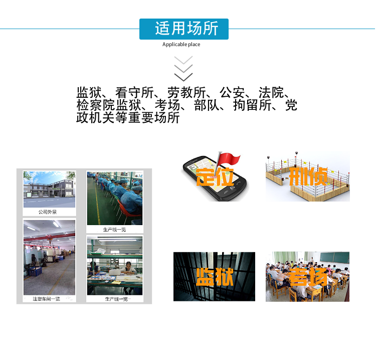 我廠(chǎng)采用國外先進(jìn)技術(shù)，主要針對國內高考、成人高考、自學(xué)考試及各類(lèi)大專(zhuān)院校在考試過(guò)程中，一些不法分子利用手機作弊的現狀，且同時(shí)結合各類(lèi)中級、高級中學(xué)學(xué)生利用手機在上課時(shí)間亂發(fā)短信的現狀，以及政機關(guān)、企業(yè)各類(lèi)大中小型會(huì )議室、音樂(lè )廳、影劇院等嚴肅的場(chǎng)所中手機所帶來(lái)的煩惱和吵雜根據國內移動(dòng)通信實(shí)際情況精心研制成功的高科技產(chǎn)品